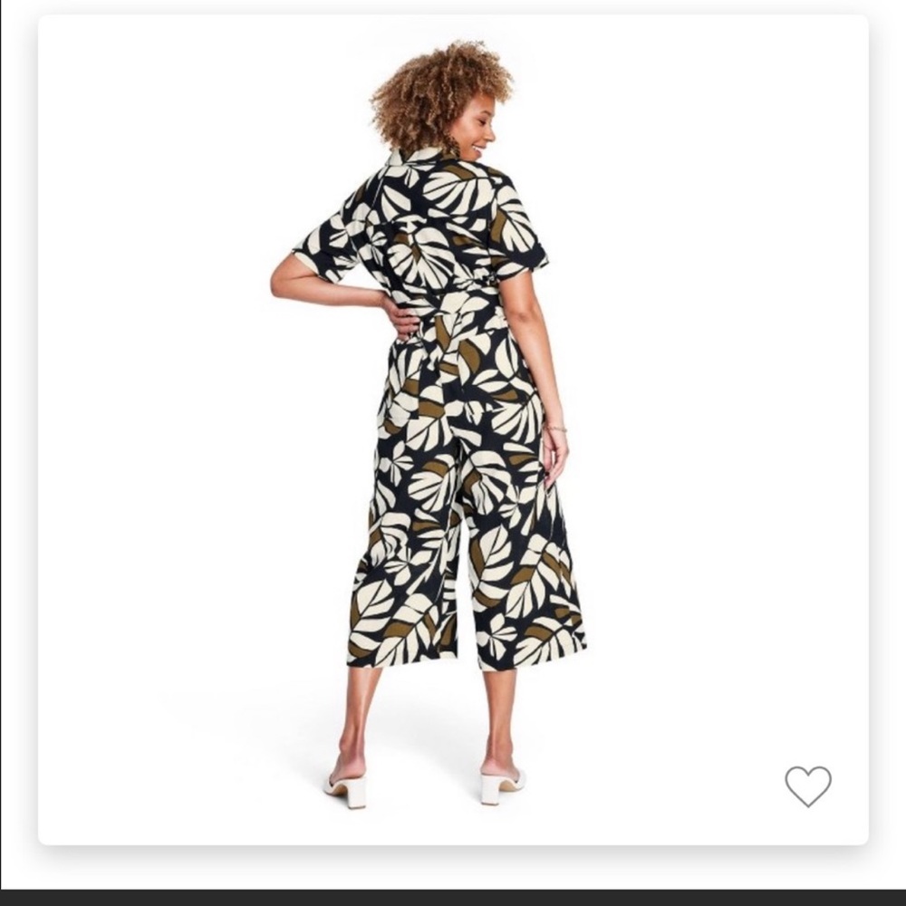NWT Tabitha Brown x Target - Jumpsuit Neutral Botanical Print Tie-Front - Picture 3 of 5